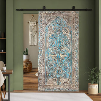 Artisans Carved Vintage Tree Of Life Door Brass Studs Barn Door Panel